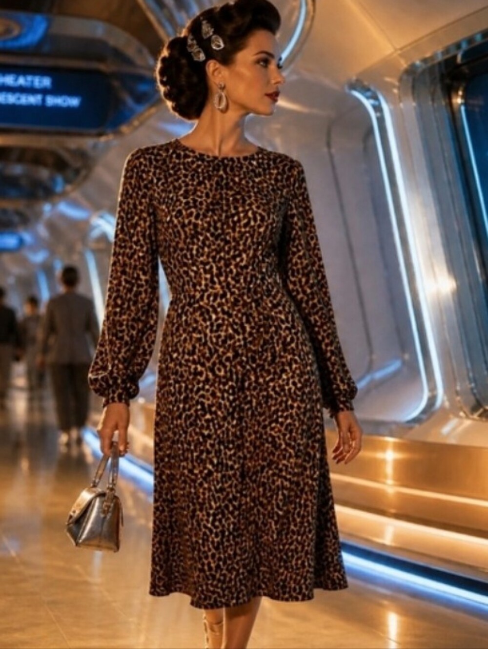 Robert Louis Leopard Print Midi Dress - Brown & Black